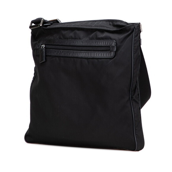 Prada Saffiano Triangle Logo Plate Crossbody Bag Black - Picture 2 of 10